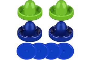 ONE250 Air Hockey Pushers and Red Air Hockey Pucks, Goal Handles Paddles Replacement Accessories for Game Tables (4 Striker, 4 Puck Pack)