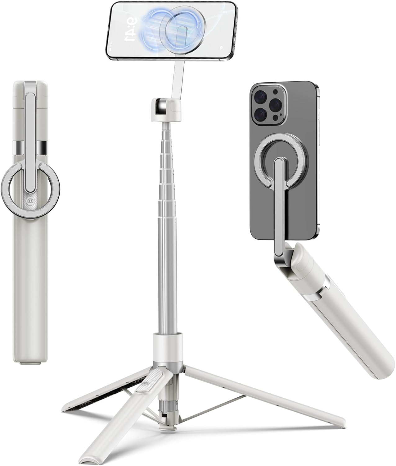 TONEOF 68" Magnetic Selfie Stick Tripod with Aluminum Strong Magnetic Holder for Magsafe, 360° Rotatable Travel Phone Tripod 