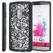 LG G3 Case, GreatShield [TACT ARMOR | Quill Design] Slim Hybrid Flower Pattern Snap On Case Embossed Back Cover for LG G3 (Black)