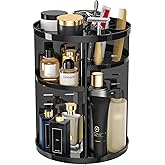 Jiavarry Rotating Makeup Organizer for Vanity, 360 Spinning Skincare Organizers with Adjustable Trays, Make Up Desk Storage Carousel Rack, Cosmetic Display Cases for Dresser Bathroom Countertop
