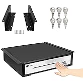 HK SYSTEMS 16" Heavy Duty Black Push Open Cash Drawer, 5B5C with Under Counter Mounting Metal Bracket