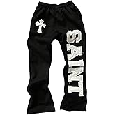 RoseSeek Women's Y2K Retro Letter Graphic Sweatpants Elastic Waist Wide Leg Drippy Pants Trousers Streetwear