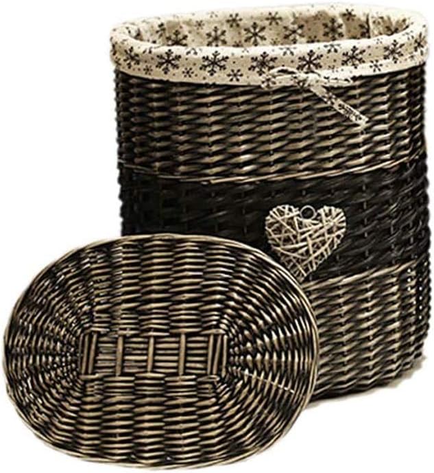 ECSWP Ratán Sucio Ropa Sucia con la Tapa, Caja de Almacenamiento de