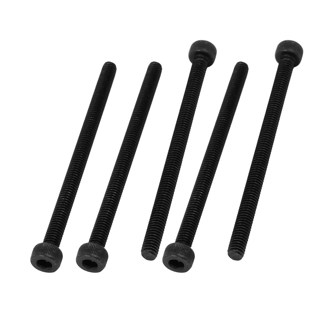 Sourcingmap M4x60mm Fully Thread Hex Socket Head Knurled Cap Screw Bolt Black 5pcs