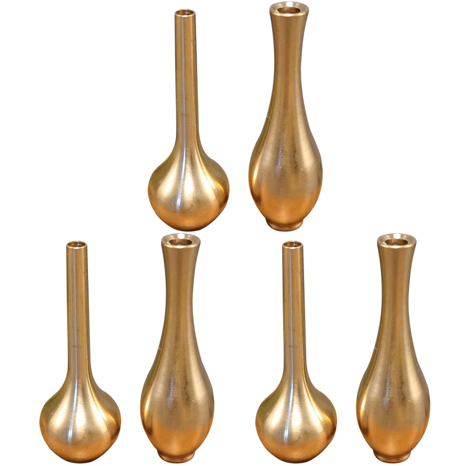 Photo 1 of Amosfun Mini Vintage Brass Vases Set of 6 - Small Desktop Metal Flower Vases for Home Decoration and Flower Arrangements 2.36X2.95X0.98 Inch Compact Ornamental Vase