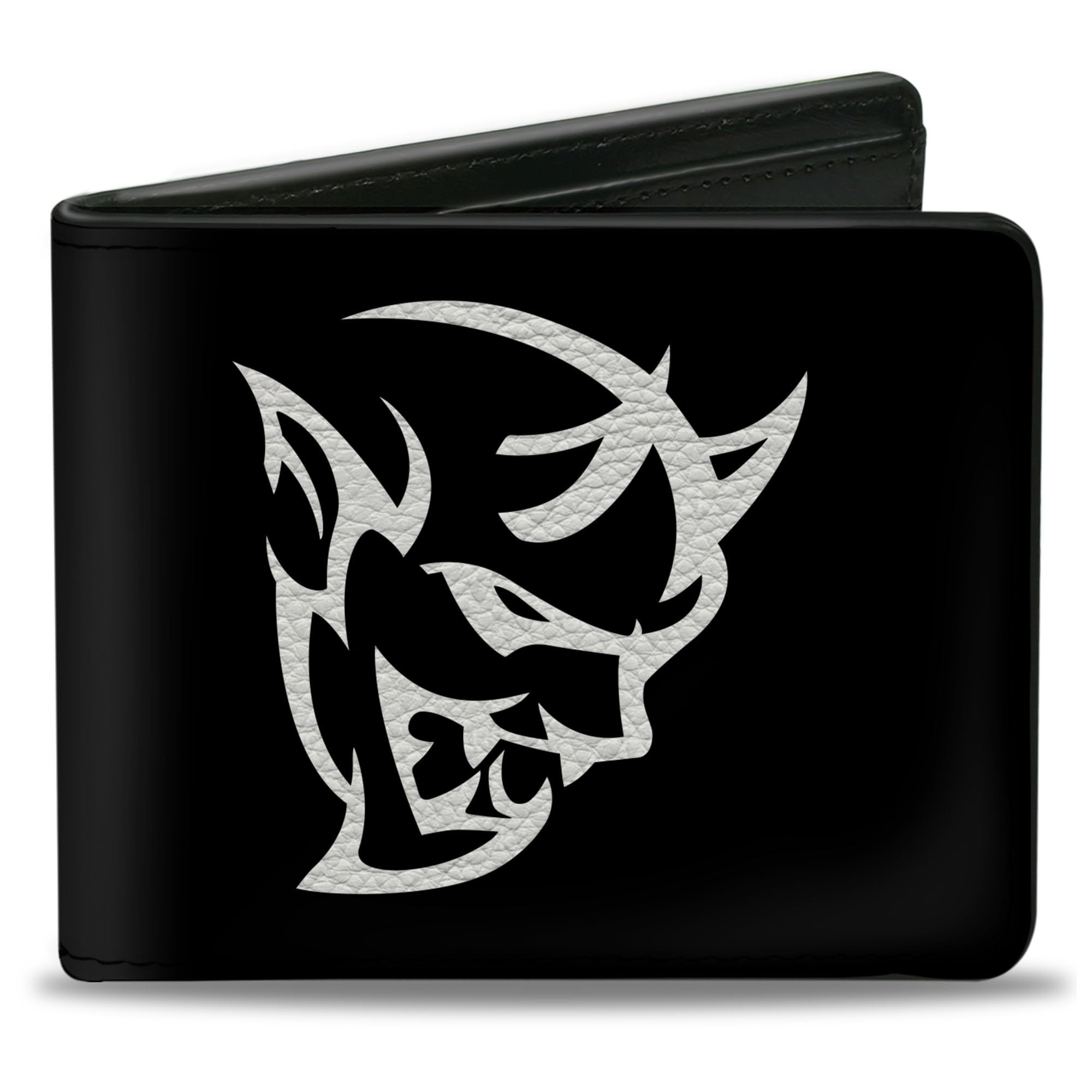 Buckle Down Men's Dodge Wallet, Bifold, Demon Icon Black White, Vegan Leather, 4.0" x 3.5", Dodge, 4.0" x 3.5", Dodge Wallet, Bifold, Dodge Demon Icon Black White, Vegan Leather