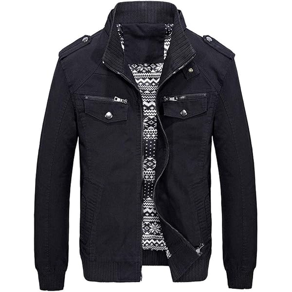 HZCX FASHION Men's Casual Cotton Twilled Zip Up Military Outdoor