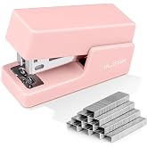 NUSIGN Mini Stapler with 830 Staples, 25 Sheet Capacity, Pink | Small Cute Desk Staplers