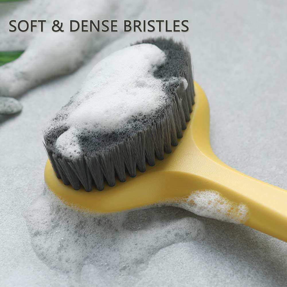 Bath Body Brush with Comfy Bristles Long Handle Gentle Exfoliation Improve Skin's Health and Beauty Bath Shower Wet or Dry Brushing Body Brush (Dark Blue) : Beauty