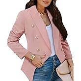 CRAZY GRID Womens Casual Blazer Jacket Gold Button Long Sleeve Work 0ffice Blazer Lapel Open Front Jacket