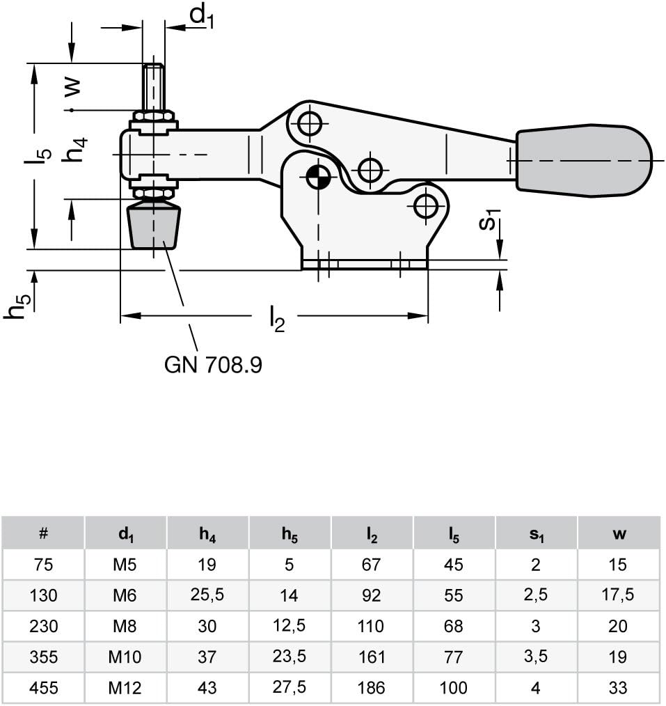 Ganter Normelemente Horizontal clamp with Horizontal Base, GN 820-130-MC, Steel, galvanised, Blue passivated, Pack of 1 - Image 4