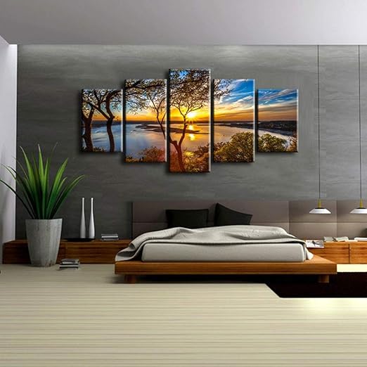 Wall Art Painting Canvas Pictures 5 Panels, Modern Ocean