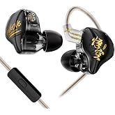 KBEAR K01 PRO Wired Gaming Earbuds, HIFI in Ear Monitor (with mic, Black) | IEM for Music Gaming Video Calling, Deep Bass Wired Ear buds, in Ear Headphone with 1DD 10mm Dynamic Driver, Detachable Cable
