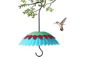 8" Bird Feeder Cover with Ant Moat, Skaithee Bird Feeder Baffle with Hummingbird Feeder Ant Guard & Rain Guard & Shepherd Hooks, Bright Colors Attract More Birds & Anti Rain/Snow/Ants (Blue 8 inches)