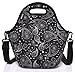 VASCHY Neoprene Insulated Lunch Tote Bag for Women Girls with Detachable Adjustable Shoulder Strap for Work in Paisley Clover Pattern
