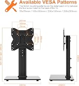 GRIFEMA Universal TV Stand 17-43 In Swivel 30° 4 Levels 8mm Glass Black view 2