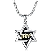 Lattd Star of David Necklace 925 Sterling Silver Jewish Star Pendnat with Name Of God YHWH Jewelry Gift for Men Women