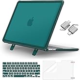 MOSISO Compatible with MacBook Air 13 inch Case 2026 2025-2022 M4 A3240 M3 A3113 M2 A2681, 4 in 1 Seamlessly Closes Crack-Resistant Hard Shell with Kickstand for MacBook Air 13.6 Case, Teal Green