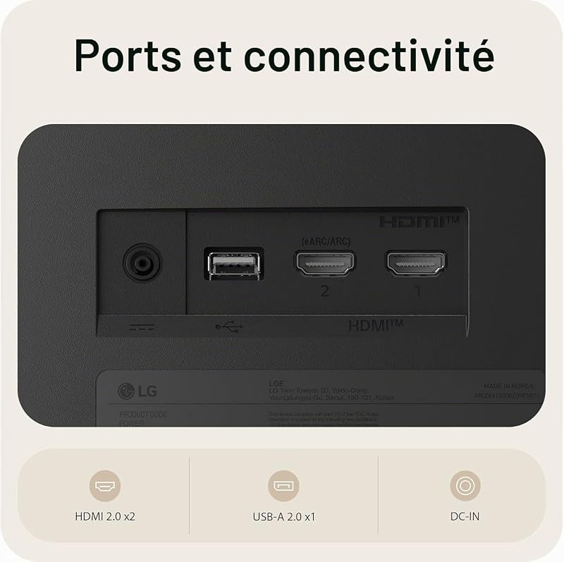 Moniteur Smart Tout-en-Un 32U701SB-B.AEU | Série U7 (2026) | 32 Pouces | Dalle VA 16:9 | UHD 3840x2160 | 60Hz | WebOs avec App de Streaming utilisables sans PC | DCI-P3 90%