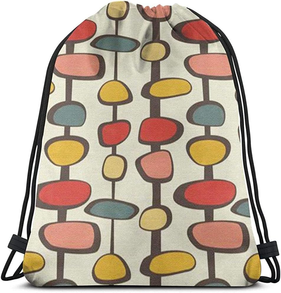 Drawstring Backpack Mid Century Modern 3D Print String Bag Sackpack Cinch Tote Bags Gifts For Women Men Gym Shopping Sport Yoga