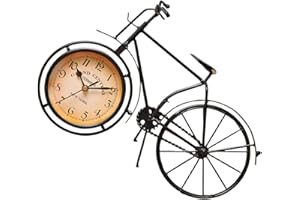 HOMOBABE Vintage Silent Bicycle Desk Clock Retro Decorative Table Alarm Clock for Bedroom and Office Home
