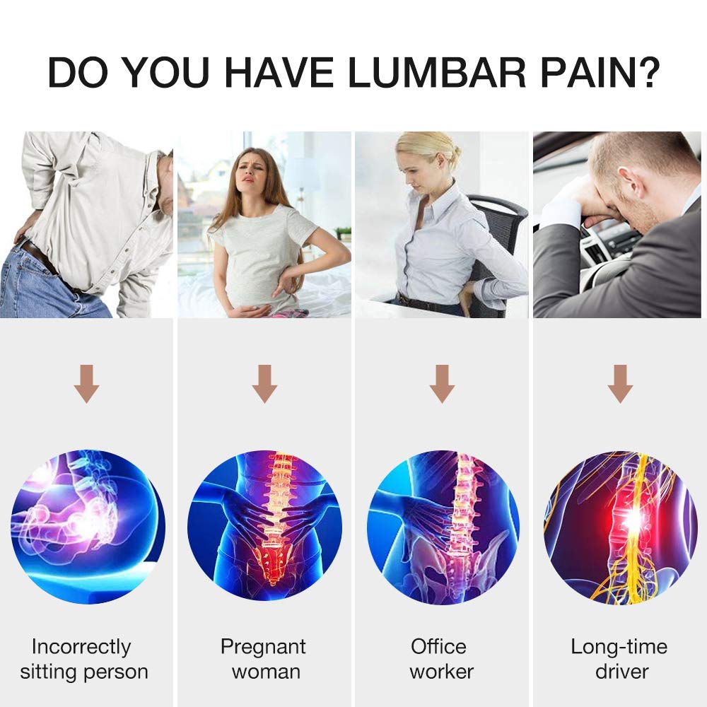 QUEES Car Lumbar Back Support Provide Massage Feature Office Chair Leather Cushion Back Pain Relief