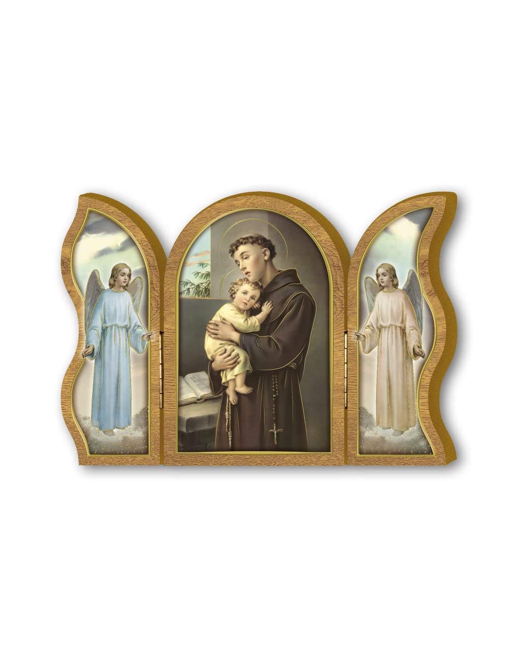 BONELLA BROTHERS Bonella Brothers | Devotional wooden triptych of Saint Anthony 6x9cm | Made in Italy