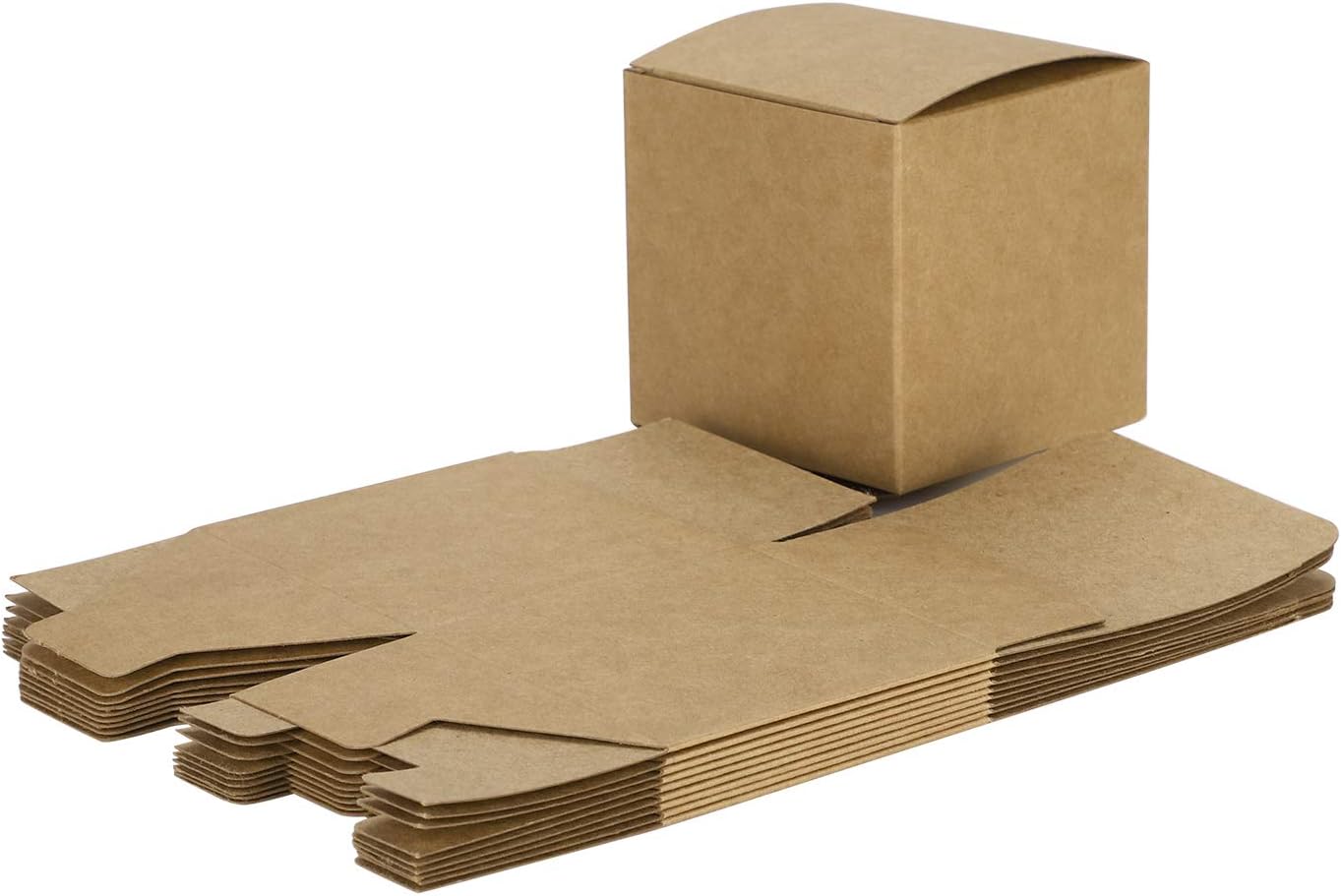 10Pcs Square Gift Wrapping Box Krapf Paper Present Box 10x10x10cm Brown Paper Gift Packaging Box Favor for Birthday Wedding Party Baby Shower Bridesmaid Proposal Christmas Party Supplies