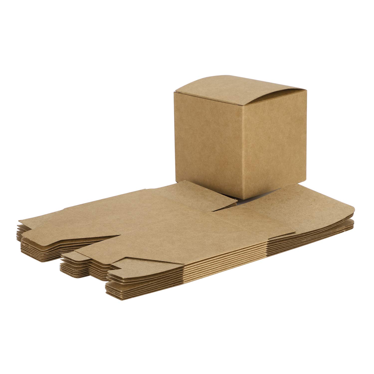 10Pcs Square Gift Wrapping Box Krapf Paper Present Box 10x10x10cm Brown Paper Gift Packaging Box Favor for Birthday Wedding Party Baby Shower Bridesmaid Proposal Christmas Party Supplies