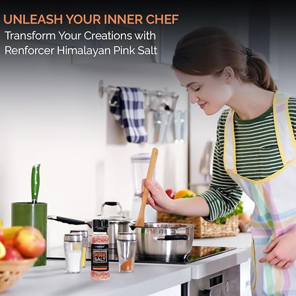 HIMALAYAN PINK SALT – PURE AND NATURAL COARSE SEA SALT IN REFILLABLE GRINDER – UNREFINED MINERAL-RICH SALT PERFECT FOR GOURMET RECIPES – 9 OZ RENFORCER