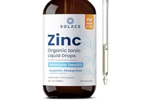 Ionic Zinc Drops by Solace for Adults & Kids | Unflavored | Organic & Vegan | Superior Absorption | Immune, Bone, Skin, Gener