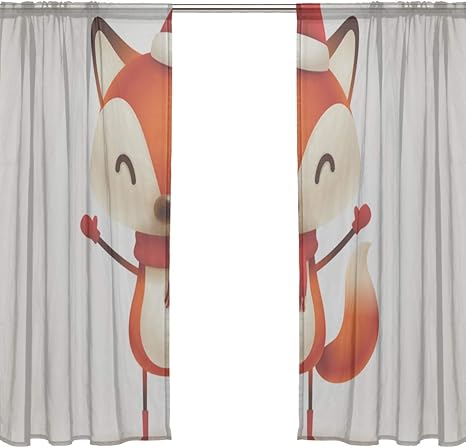 Yiayen Cute Clever Fox Animal Cortina de Dormitorio para niñas Niños