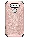 BENTOBEN Compatible with LG V20 Case , Glitter Bling Luxury Slim Fit 2 in 1 Hybrid Hard Cover Laminated with Sparkly Shiny Faux Leather Chrome Phone Case for LG V20(2016 Release), Rose Gold
