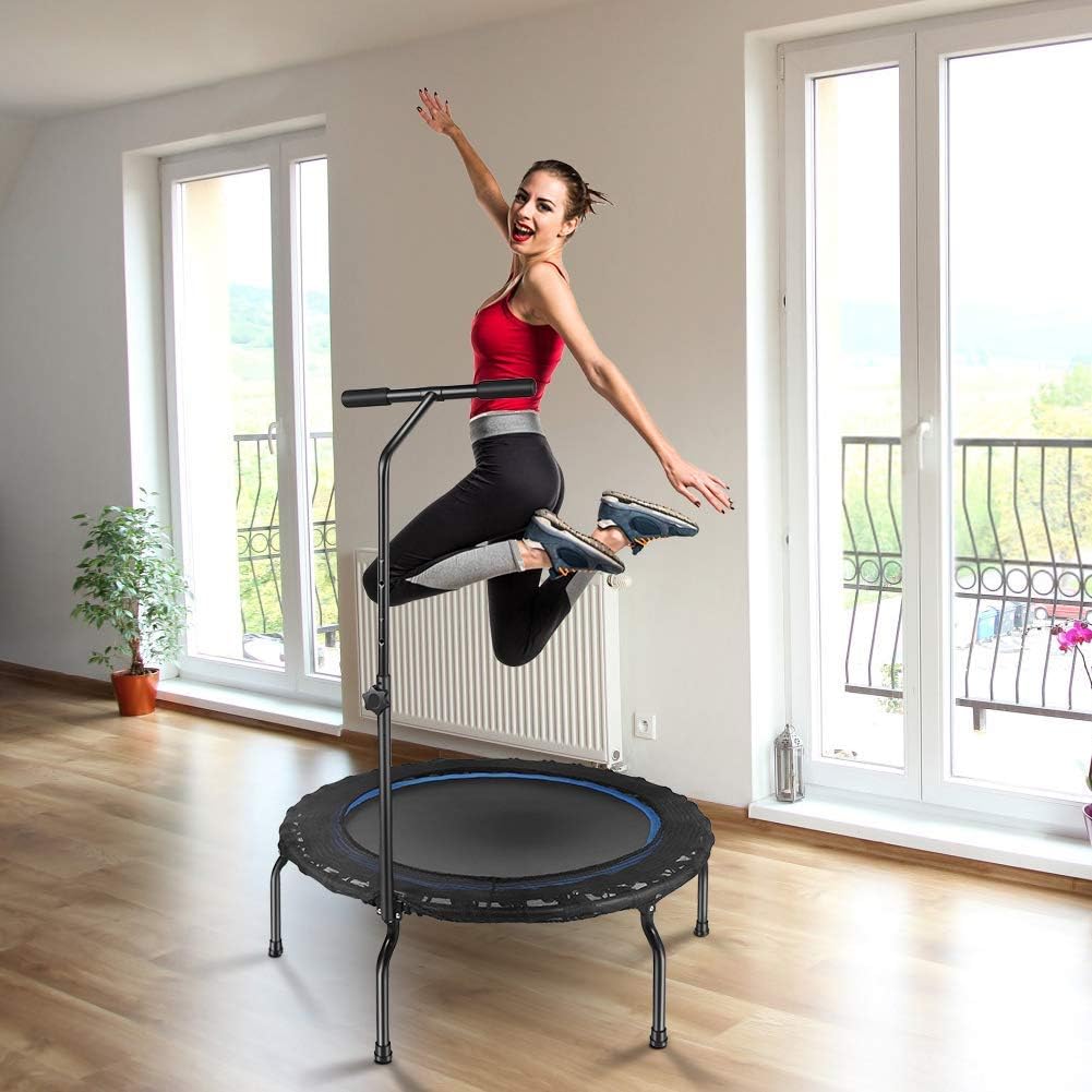 Max Load 260lbs Ejoyous Exercise Trampoline with Handrail Folding