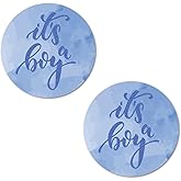 40 Its a Boy Modern Baby Shower Blue Background Stickers, 2 Inch Big Round Glossy Labels for Baby Shower Or Sprinkle Party, Adorable Stickers, Decorations for New Moms to Be, Wrappers. Made in USA