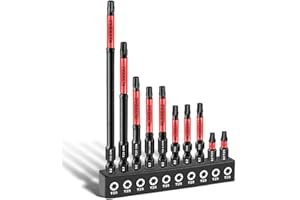 RLVKEAZ 10-PCS T25 Torx Bits for Impact Driver, (1'' to 6'' Long) T-25 Star/Torx Bit Set, Premium Solid S2 Steel, Magnetic High-Torque, 1/4'' Hex-Shank for Auto Repair, Deck Building & DIY Projects