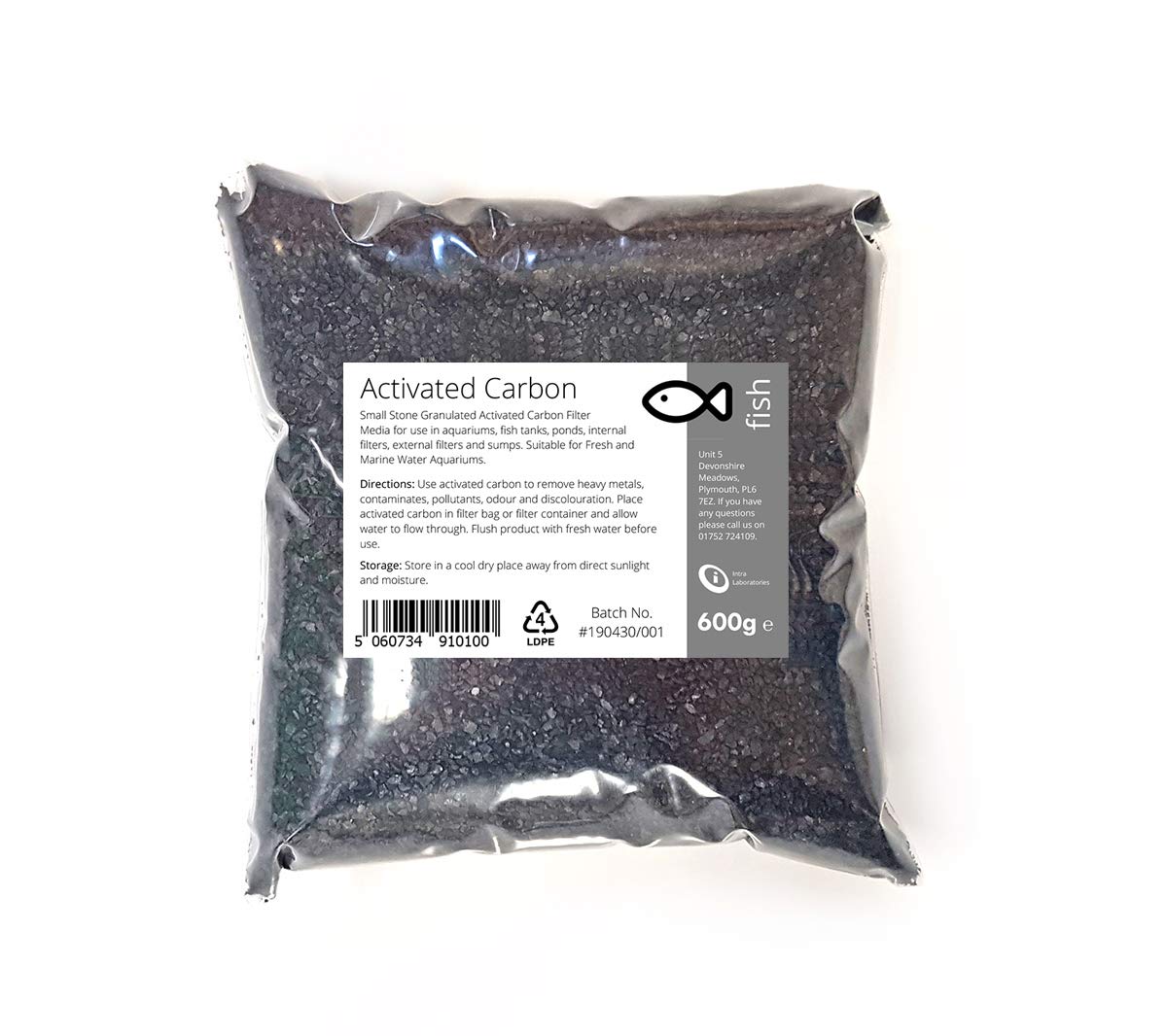 Intralabs Activated Carbon 600g - Small Charcoal Granules Fish Tank Filter Media Aquariums