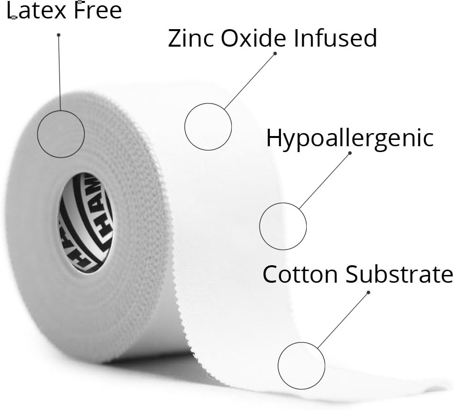 (3 Pack) White Athletic Sports Tape VERY Strong EASY Tear NO Sticky Residue BEST TAPE for Athlete & Medical Trainers. PERFECT on bat, Lacrosse / Hockey stick, Lifters, Climbers & Boxing: Health & Personal Care