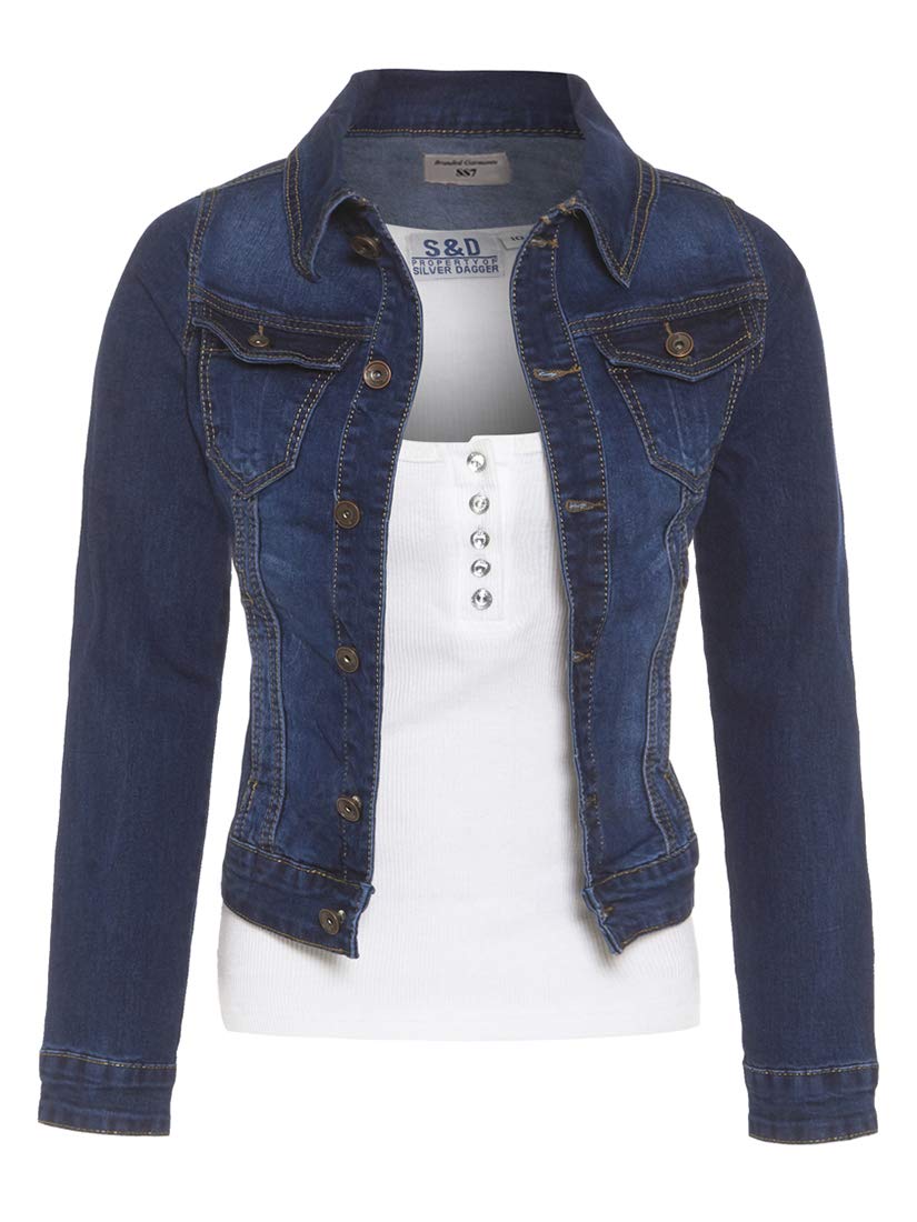 SS7 New Women's Denim Jacket, Mid Blue 