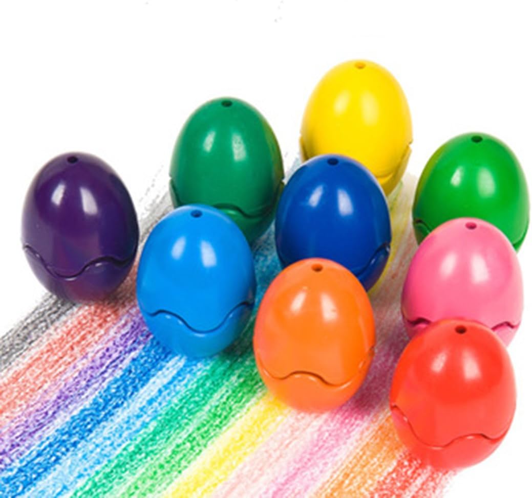 Newmag Toddlers Crayons Palm-Grip Egg Toy Crayon Paint Twistable Crayons Sticks Stackable Toys for Kids, Toddlers, Child, Safety and Non-Toxic Easter Egg Shape (9 Pack)