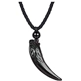 HASKARE Natural Energy Stone Pendant Engraved Black Obsidian Healing Necklace Adjustable