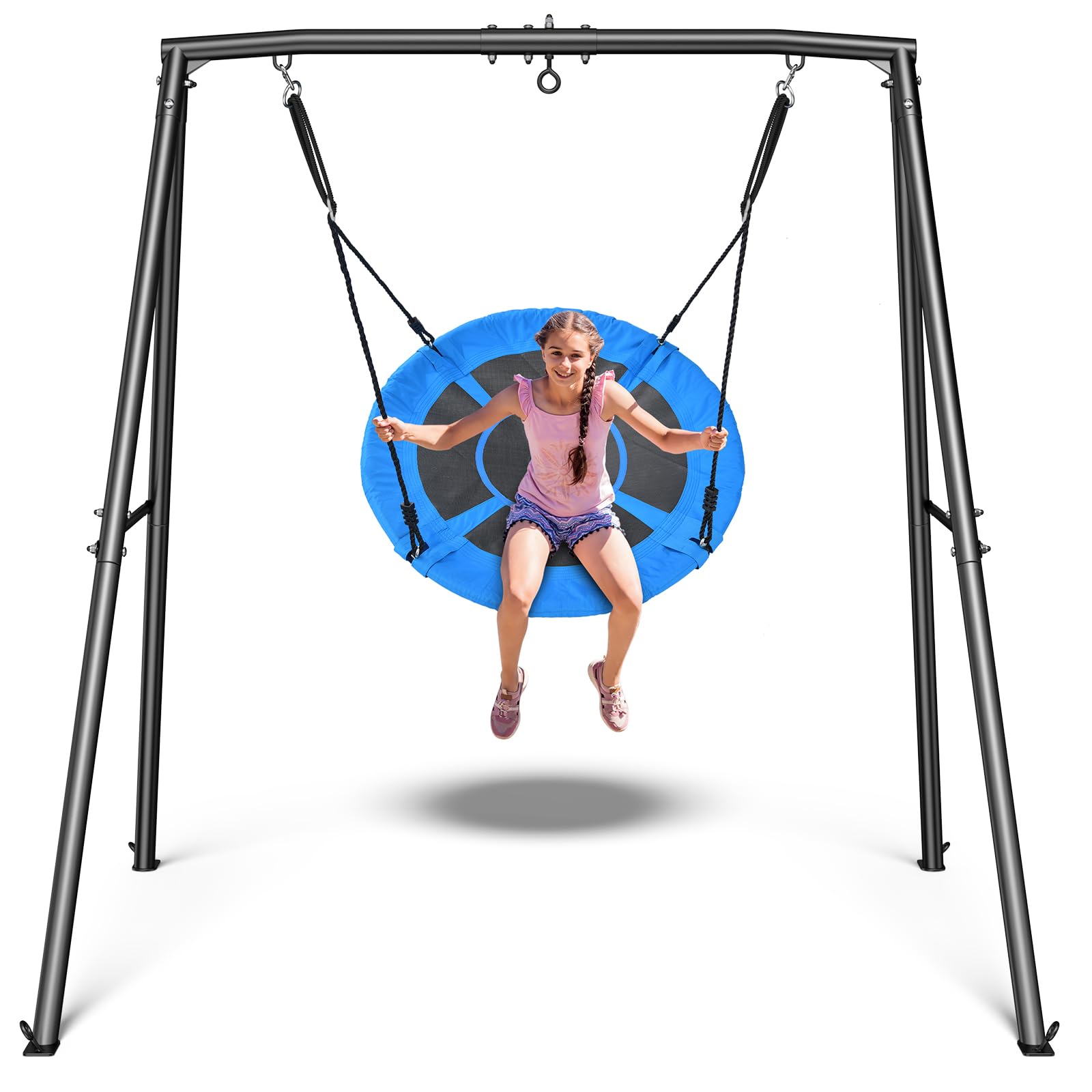 Photo 1 of Trekassy Saucer Swing with Frame for Kids Outdoor, 440lbs Swing Set with Heavy Duty Metal Stand for Backyard, Outdoor Kids Play Equipment