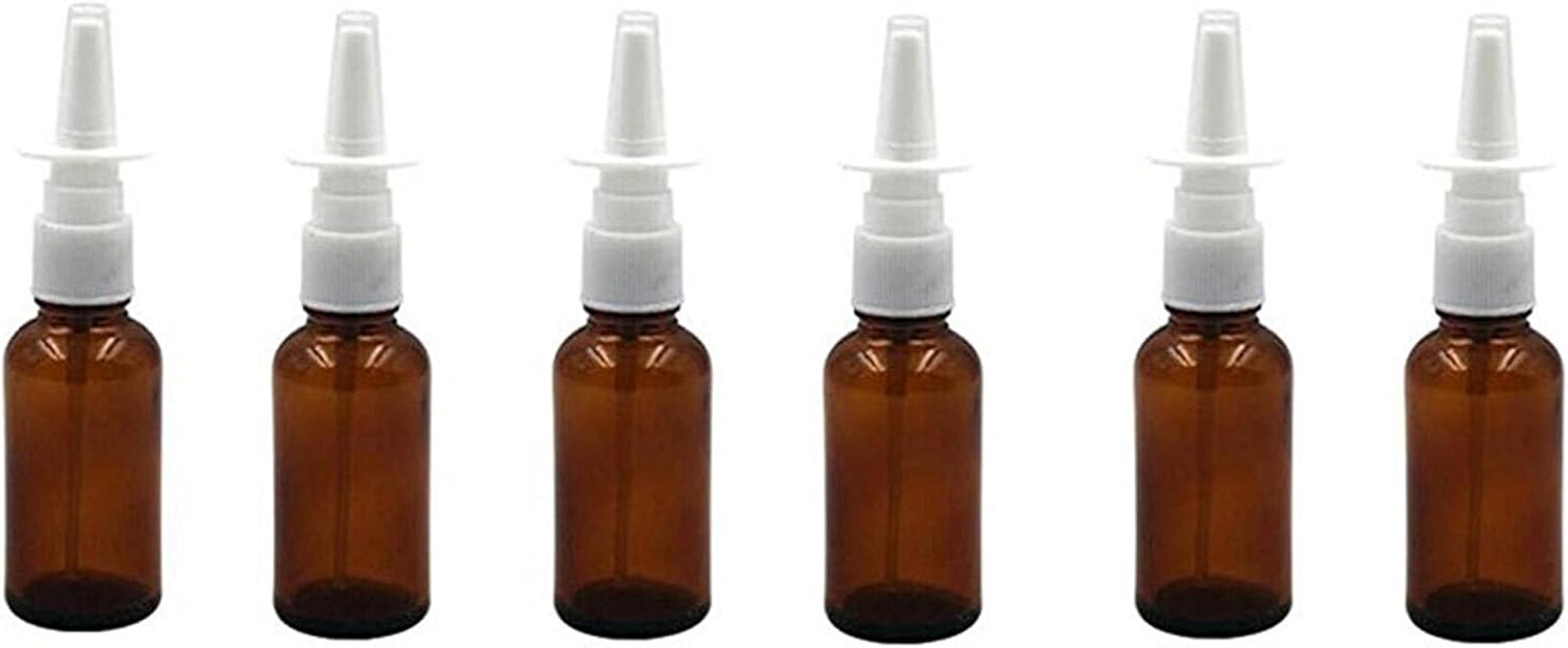 ericotry 30ml 6PCS (1oz) (Quality Improved) 1 Ounce Amber Glass Empty Nasal Sprayers Bottle Snoot Pump Clean: Home & Kitchen