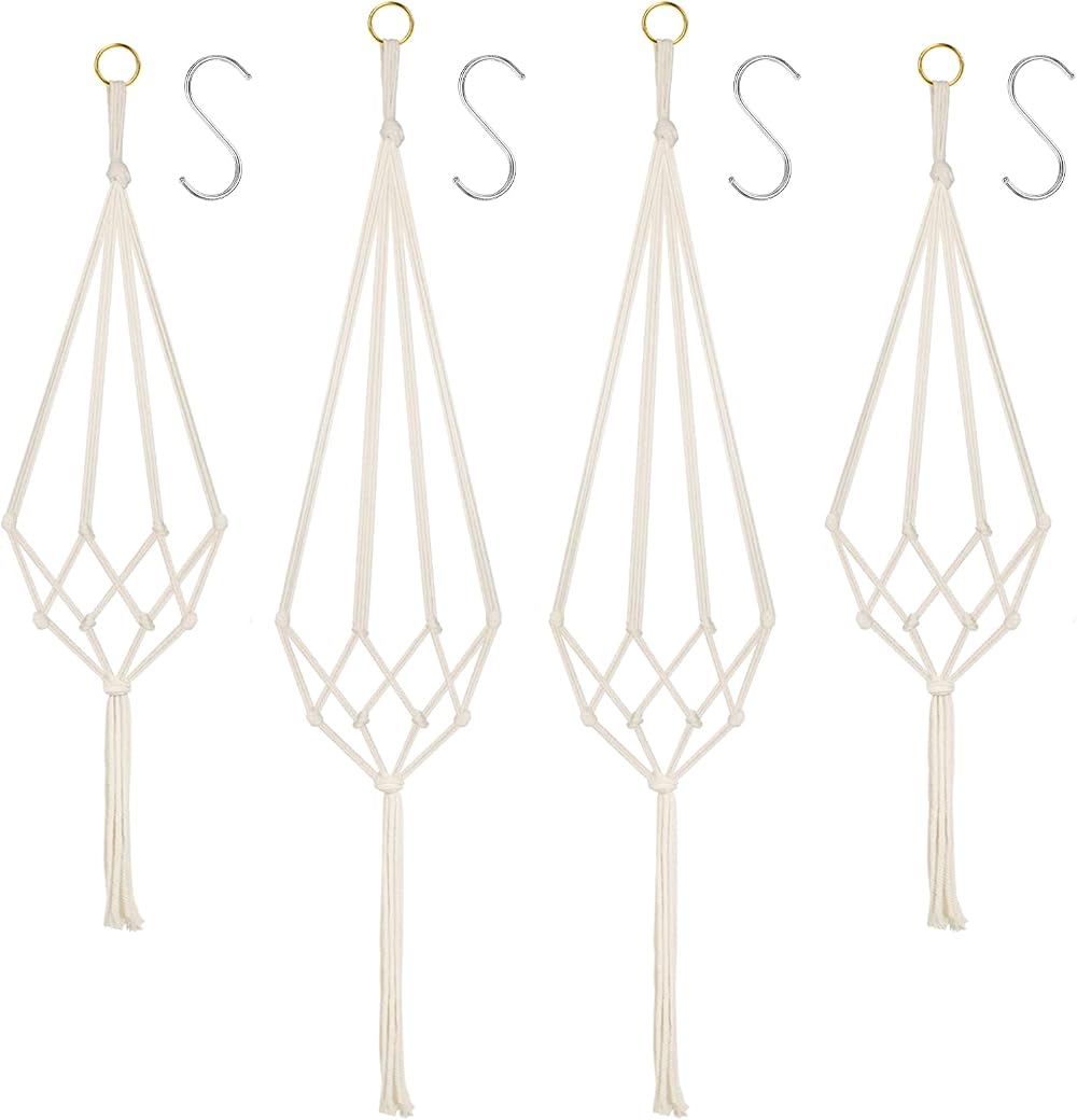 Flintronic Hanging Planters Baskets 4 Pack Cotton Rope Macrame Plant Hangers