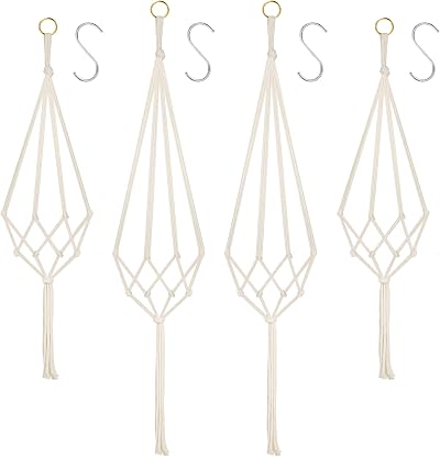 Flintronic Hanging Planters Baskets 4 Pack Cotton Rope Macrame Plant Hangers