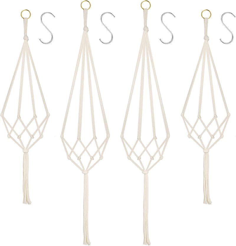 Flintronic Hanging Planters Baskets 4 Pack Cotton Rope Macrame Plant Hangers
