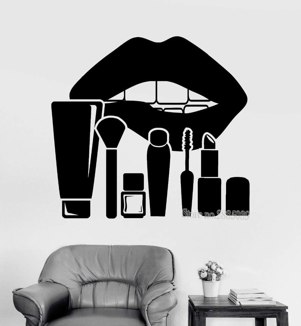61x56cm New Arrivals Art Wall Sticker Large Lips and Makeup Cosmetics Beauty Salon Stickers Women's Room Decor Wallpapers Poster