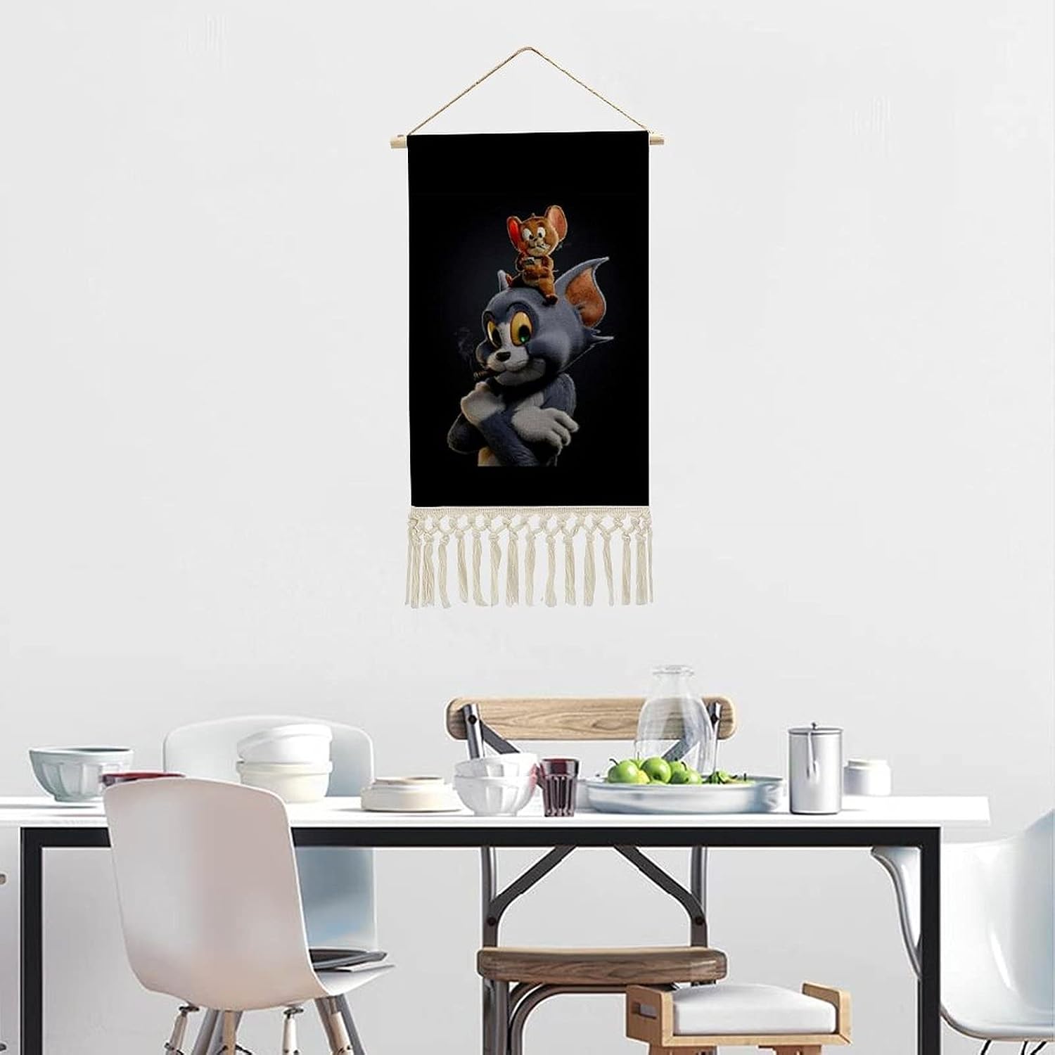 Amazon トムとジェリー 豪華なシンプルな綿とリネンの壁画部屋の装飾壁アート背景絵画創造的なポスター室内装飾壁生活装飾絵画 ウォールステッカー オンライン通販