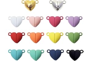 Tupalizy 14Pairs Magnetic Necklace Clasps Heart Beads Pendant Charms for Jewelry Making Couples Friendship Bracelets Necklaces Jump Rings Keychain Accessory DIY Crafts Valentine's Day Gifts,Multicolor