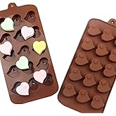 2 PCS Heart Chocolate Molds Silicone,Valentine's Day Silicone Candy Baking Molds for Chocolate,Candy,Jelly,Ice Cubes,Cake Decorations,Valentine's Day Decorations Party Supplies